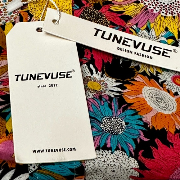 Tunevuse Mens Sz XL Vibrant Floral Button Down Shirt Regular Fit Happy Hipster - Picture 10 of 12